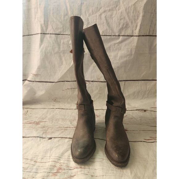Frye Dorado Lug Sole Suede Knee High Riding Boots Size 6 - Picture 3 of 7